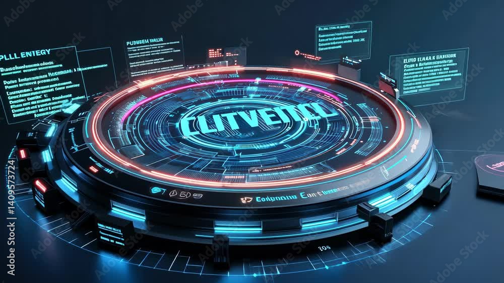 Poster futuristic circular technological interface.