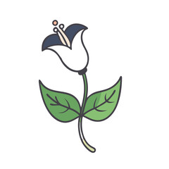 Artistic dark flower illustration with green leaves on black