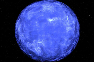 Obraz premium Celestial blue sphere in deep space.