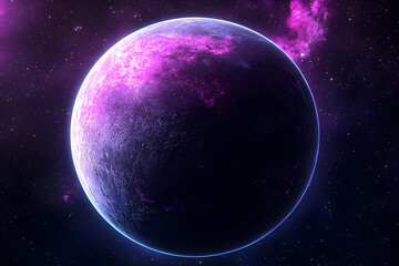 Obraz premium Vivid purple alien planet in deep space.