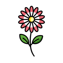 Minimalist Pink Flower Icon with Yellow Center