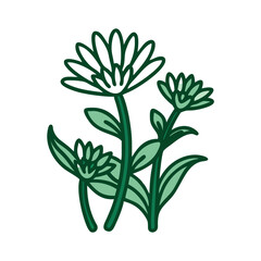 Stylized Green Flower Illustration on Black Background Image