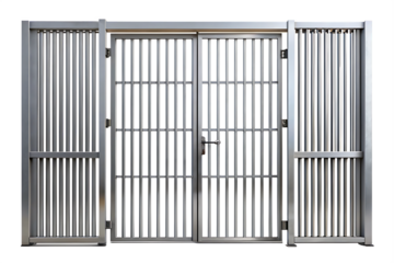 metal prison gate isolated on white background PNG , AI GENERATED