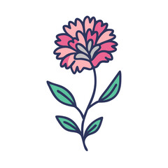 Stylized Pink Carnation Illustration on Black Background
