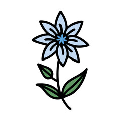 Elegant Light Blue Flower on Black Background Artwork