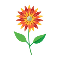 Cartoon orange flower on black background vector illustration