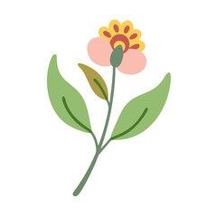 Simple Pink and Yellow Flower Illustration on Black