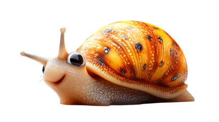 Snail crawling slowly isolated on white background, HD and realistic