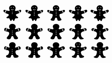 set of Gingerbread man silhouette vector on white background