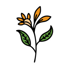 Abstract Sun and Leaves Design on Black Background