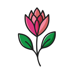 Simple pink flower illustration on black background image