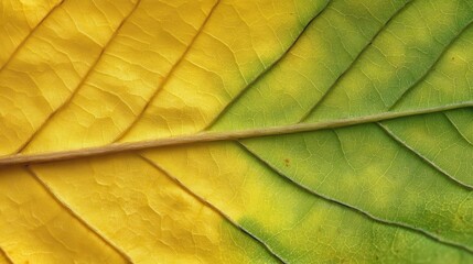 Close-up view of a leaf's vibrant yellow and green gradient.