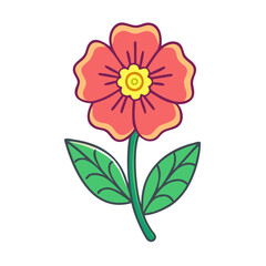 Cute single red flower vector graphic with black background