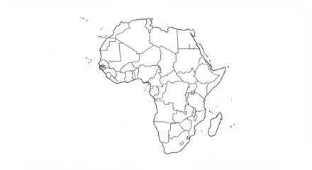 Abstract Dotted Outline Map Of Africa On White Background