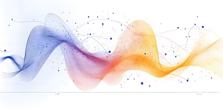 Colorful abstract wave chart with dots on white background