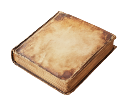 Ancient book discovery library vintage history. Isolated on transparent background, png.