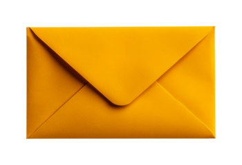Sending cheerful yellow envelope home office product bright. Isolated on transparent background, png.