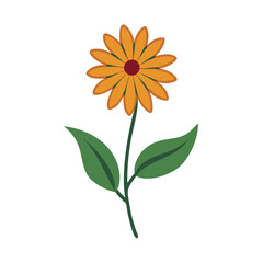 Illustration of a stylized orange sunflower on black background