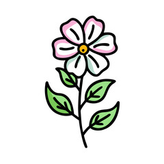 Whimsical floral illustration with leaves on black background