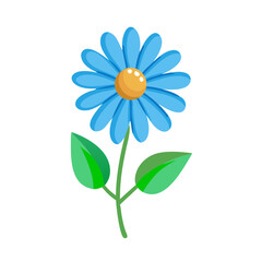 Cute Blue Daisy Vector Illustration on Black Background