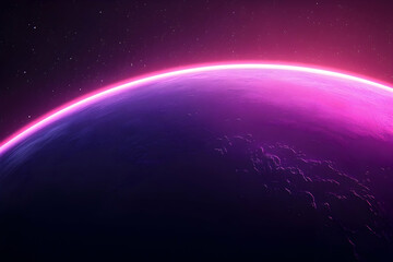 Obraz premium Pink celestial sphere against a dark cosmic backdrop.