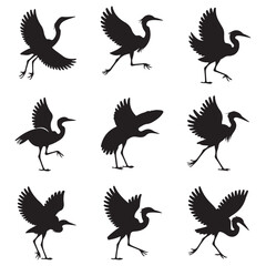 heron Vector Black silhouettes. with white background