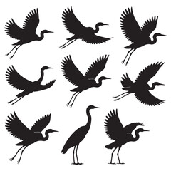 Obraz premium heron Vector Black silhouettes. with white background