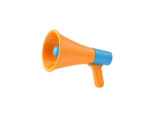 3D megaphone icon in blue and orange colors, symbolizing announcement or alert. Generative AI