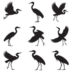 heron Vector Black silhouettes. with white background