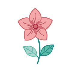 Cute Pink Flower Illustration on Black Background