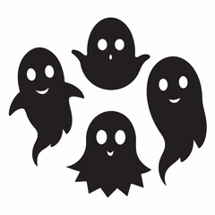 Ghost black and white silhouette on white background 