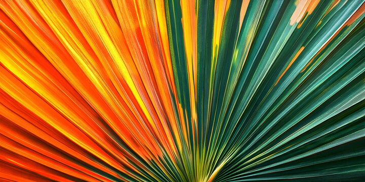 Colorful palm leaf texture with radial symmetry
