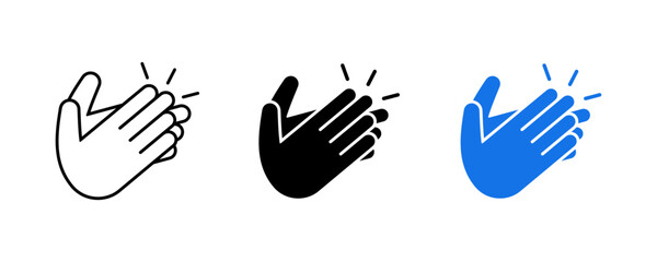 Set of hands clapping icon. Applause icon vector. Two hands clap icon vector. Clapping hands icon