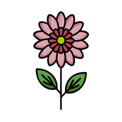 Elegant pink flower icon illustration on black background