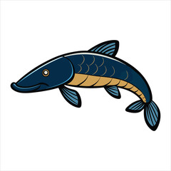 Stylized Illustration of a Fish in Blue and Gold