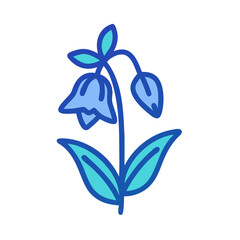 Bluebell Flower Icon Illustration on a Black Background