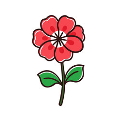 Red Cartoon Flower Illustration on Black Background