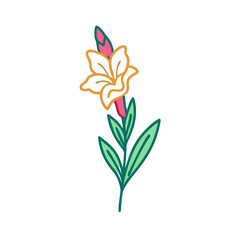 Aesthetic Hand Drawn Flower Illustration on a Black Background