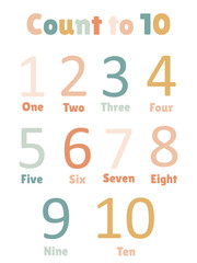 Set with numbers from 1 to 10 for teaching children in kindergarten and school