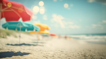 Naklejka premium Beach umbrellas on a sunny day