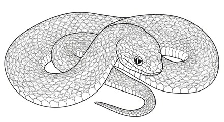Coiled Serpent Line Illustration
