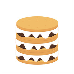 Chocolate bar and graham crackers. S'more graham cracker, chocolate, and marshmallow.