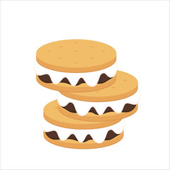 Chocolate bar and graham crackers. S'more graham cracker, chocolate, and marshmallow.