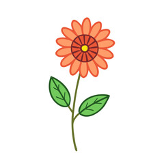 Cute Orange Flower Illustration on Black Background