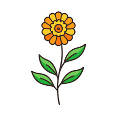 Stylized Orange Flower Illustration on a Black Background