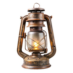 rustic old oil lamp isolated on white background PNG , AI GENERATED