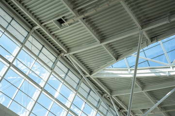 Metal and glass big roof construction