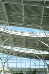 Metal and glass big roof construction