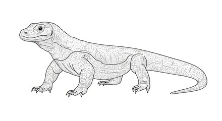 Obraz premium Detailed Line Art Illustration Of A Reptile On White Background
