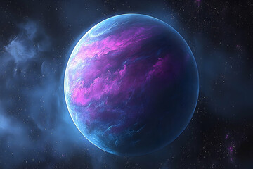 Obraz premium Vivid, otherworldly planet in a cosmic expanse.